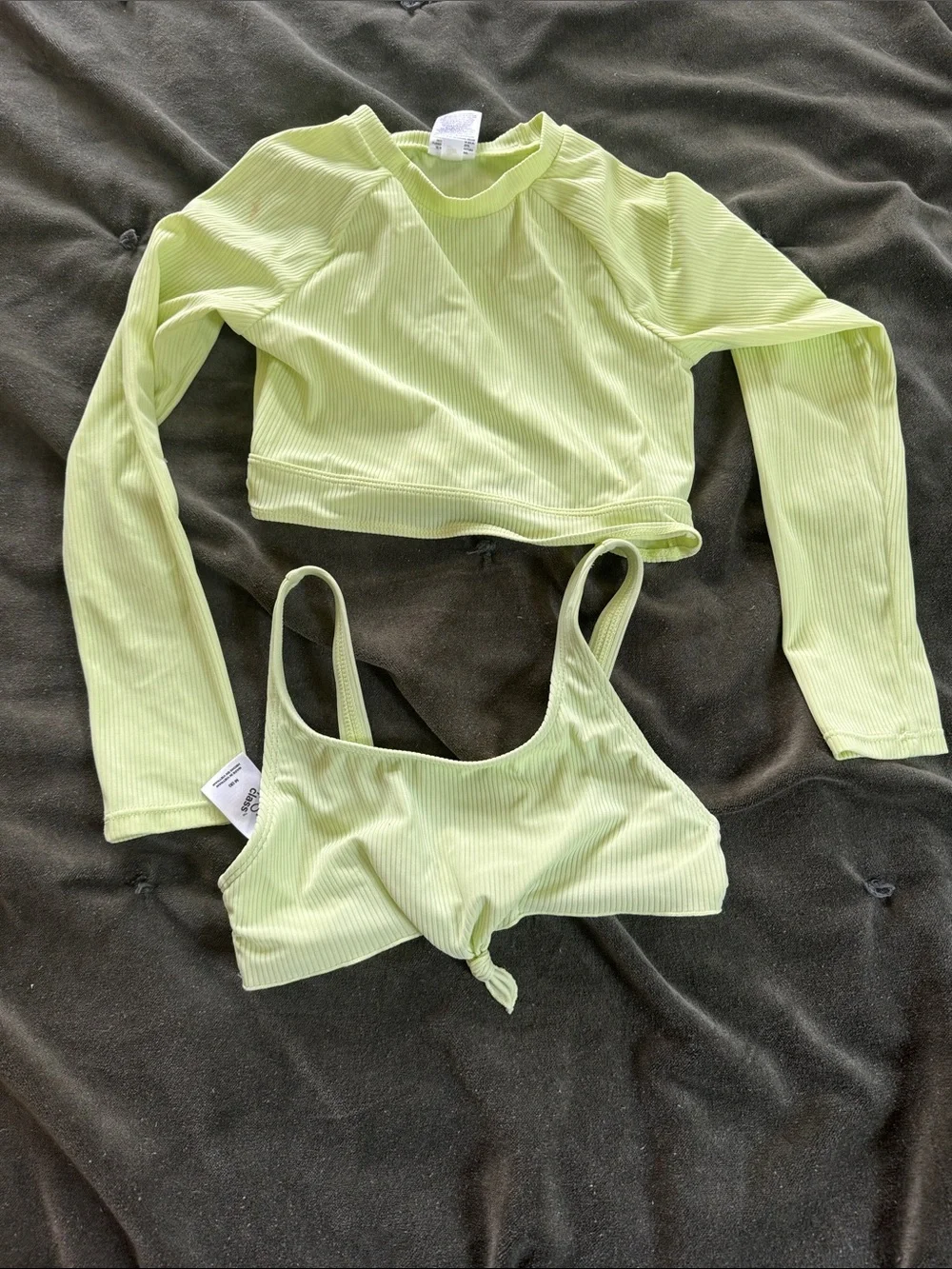 art class Lime Green Ribbed Two-Piece Kids Swim Set